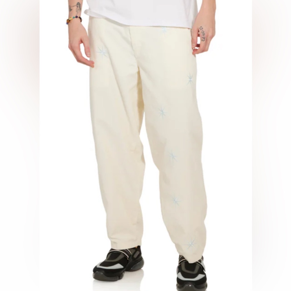 NEW Flan Labs CONSTELLATION CORDUROY PANTS Mens M 100% cotton embroidery NWT